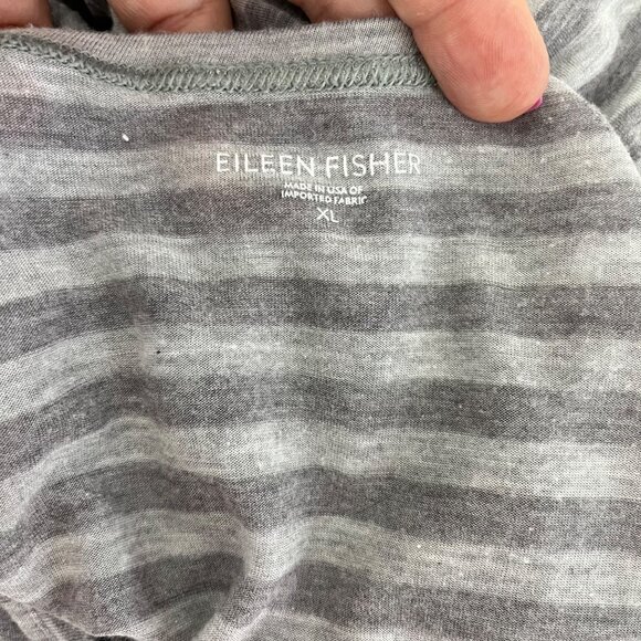 Eileen Fisher Gray & White Striped Long‎ Sleeve Top Micro Modal Size XL - Picture 4 of 5